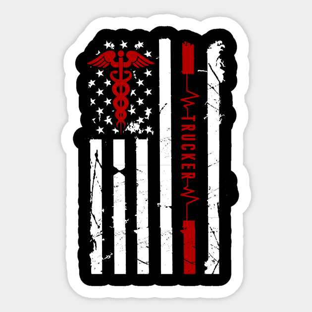 Trucker Heartbeat Flag American Sticker by Pelman